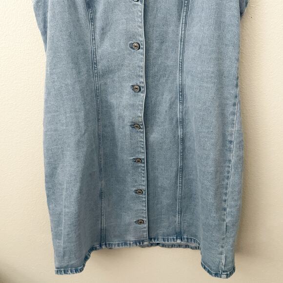 ABERCROMBIE & FITCH | Mara Denim Vest Mini Dress Button Down Jean | Size XL Tall - Picture 6 of 8